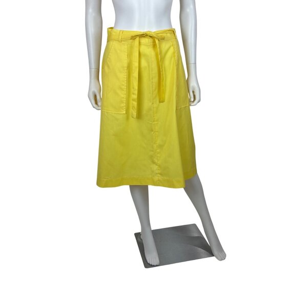Vintage 80s Wrap Skirt Womens Large Yellow Tie Waist A Line - Picture 1 of 10